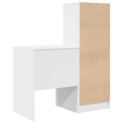 Schreibtisch mit Stauraum mit Regal 2 pcs Weiß Holzwerkstoff