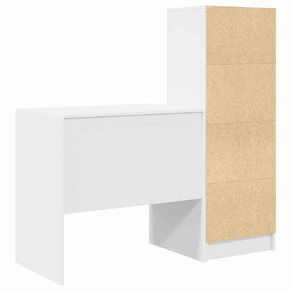 Schreibtisch mit Stauraum mit Regal 2 pcs Weiß Holzwerkstoff