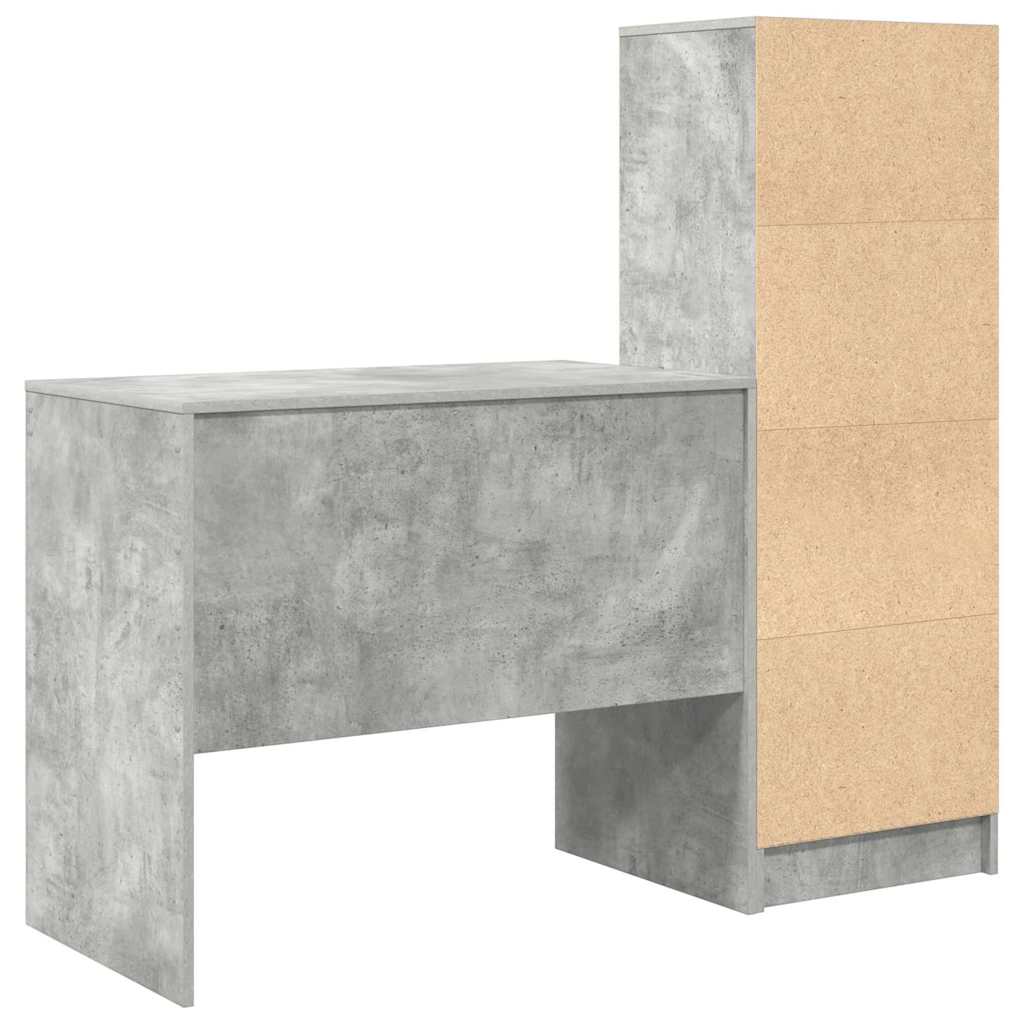 Schreibtisch mit Stauraum 2 pcs Beton Grau Holzwerkstoff