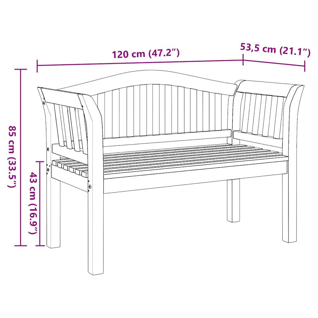 Gartenbank Braun 120 x 53.5 x 85 cm Teak-Massivholz