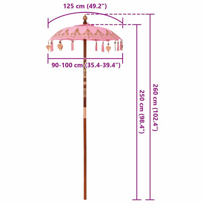 Balinesischer Sonnenschirm Rosa 95 x 95 x 260 cm
