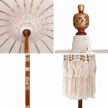 Macrame Sonnenschirm Creme 190 x 190 x 260 cm