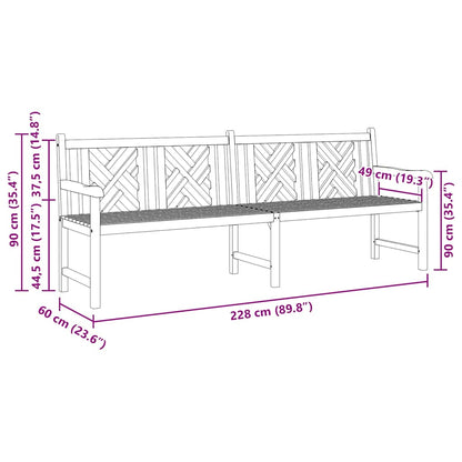 Gartenbank Braun 228 x 60 x 90 cm Teak-Massivholz