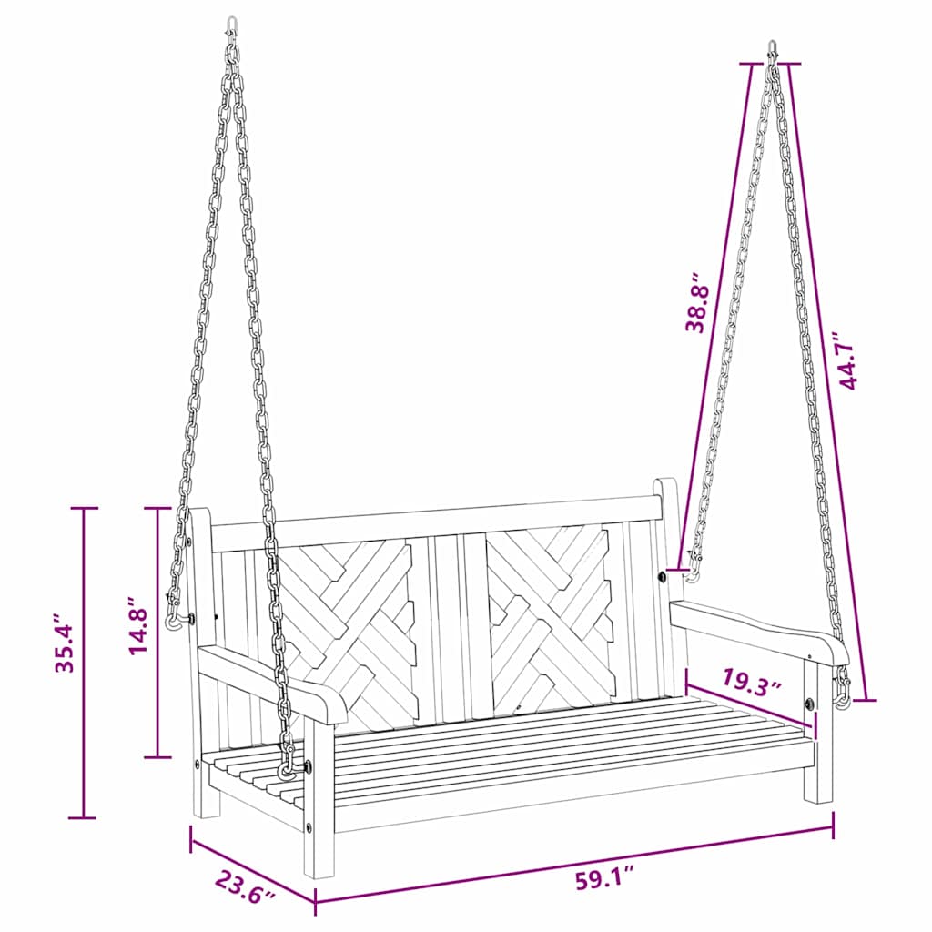 Schaukelbank Other Braun 114 x 60 x 64 cm Teak-Massivholz