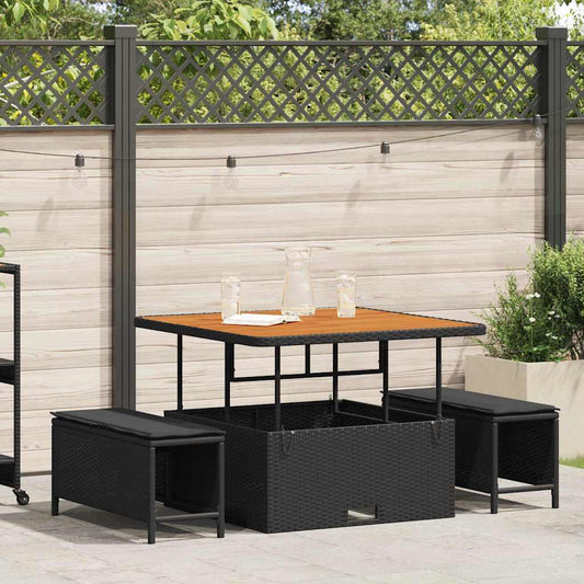 Garten Essgruppe Schwarz Poly-Rattan