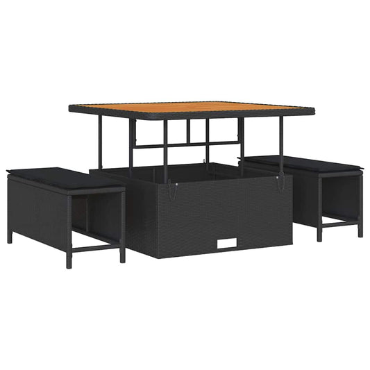 Garten Essgruppe Schwarz Poly-Rattan