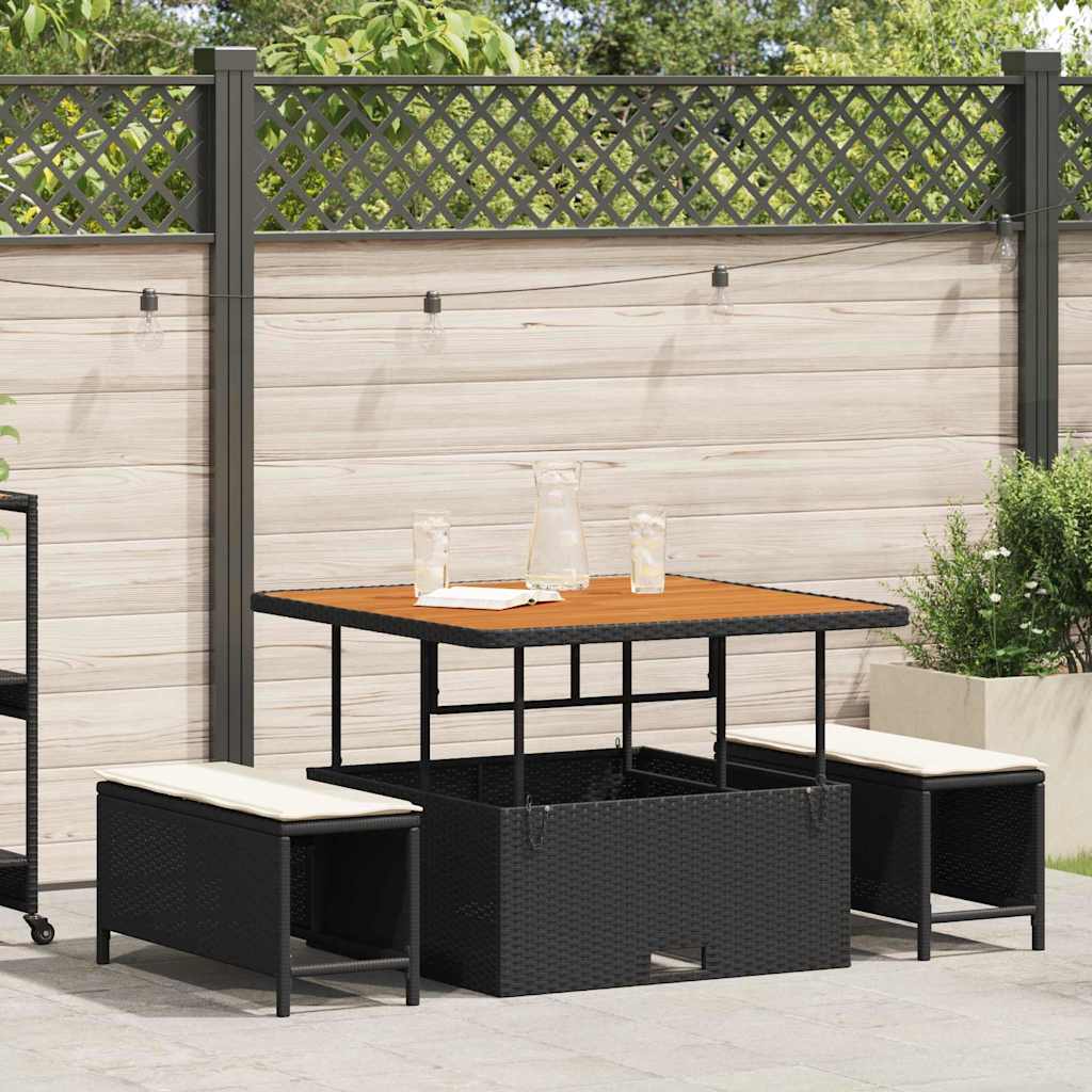 Garten Essgruppe Schwarz Poly-Rattan