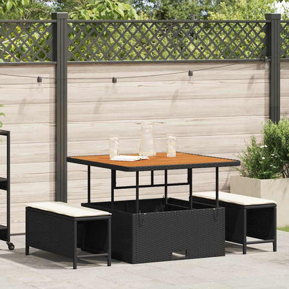 Garten Essgruppe Schwarz Poly-Rattan