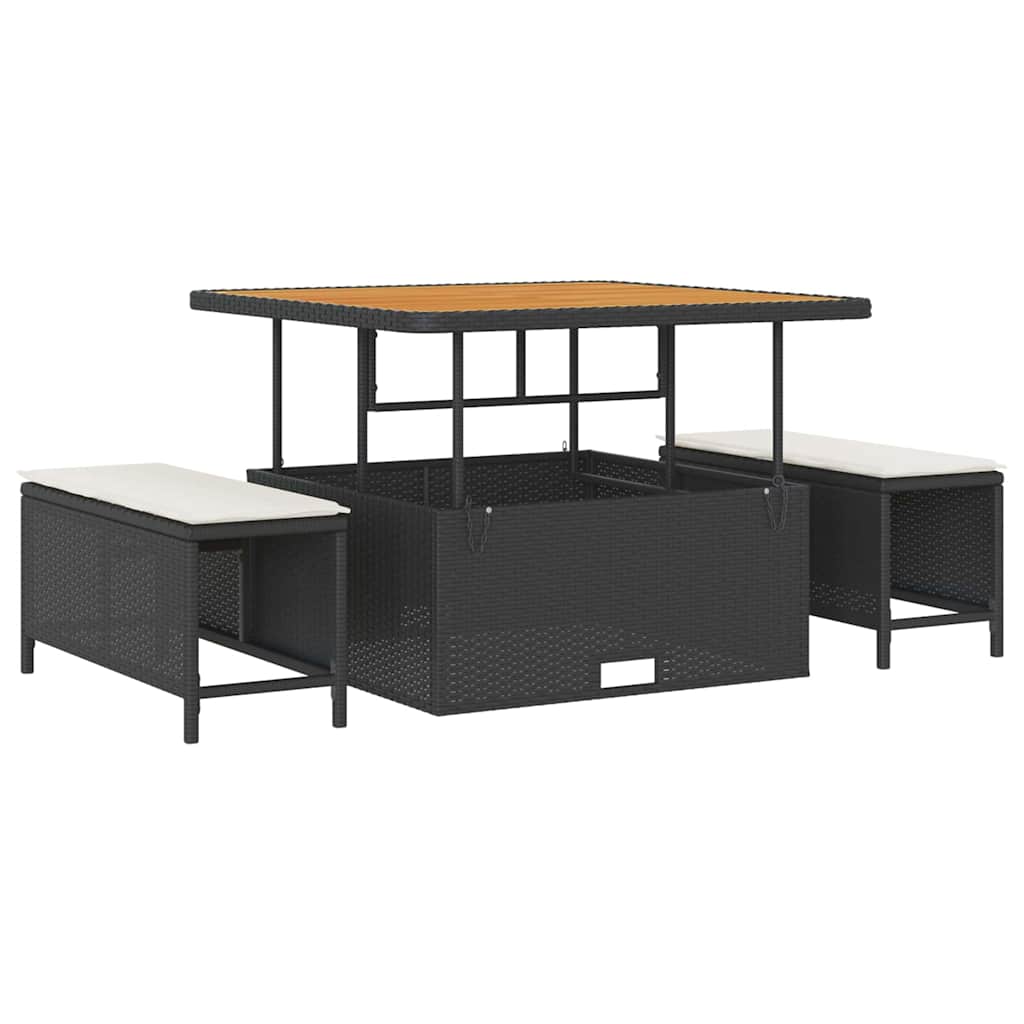 Garten Essgruppe Schwarz Poly-Rattan