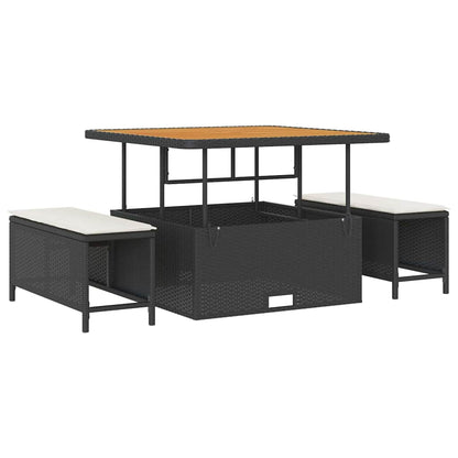 Garten Essgruppe Schwarz Poly-Rattan