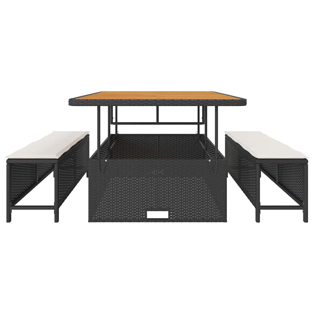 Garten Essgruppe Schwarz Poly-Rattan