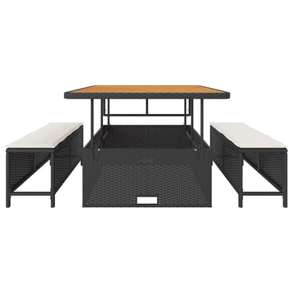 Garten Essgruppe Schwarz Poly-Rattan