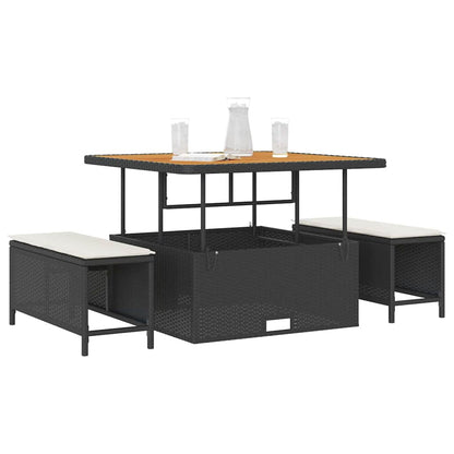 Garten Essgruppe Schwarz Poly-Rattan