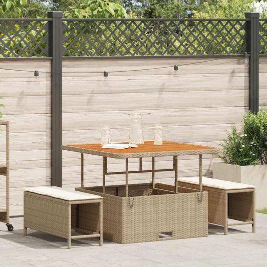 Garten Essgruppe Beige Poly-Rattan