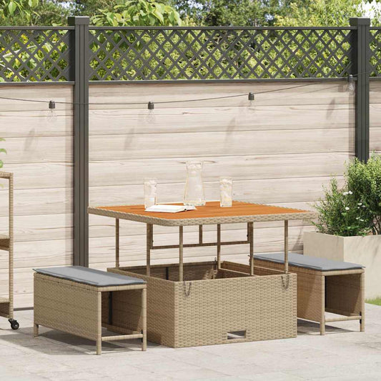 Garten Essgruppe Beige Poly-Rattan