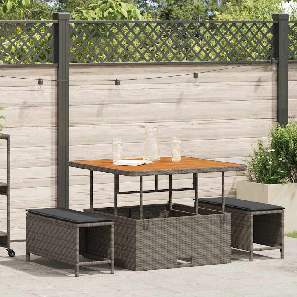 Garten Essgruppe Grau Poly-Rattan
