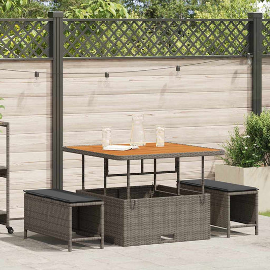 Garten Essgruppe Grau Poly-Rattan