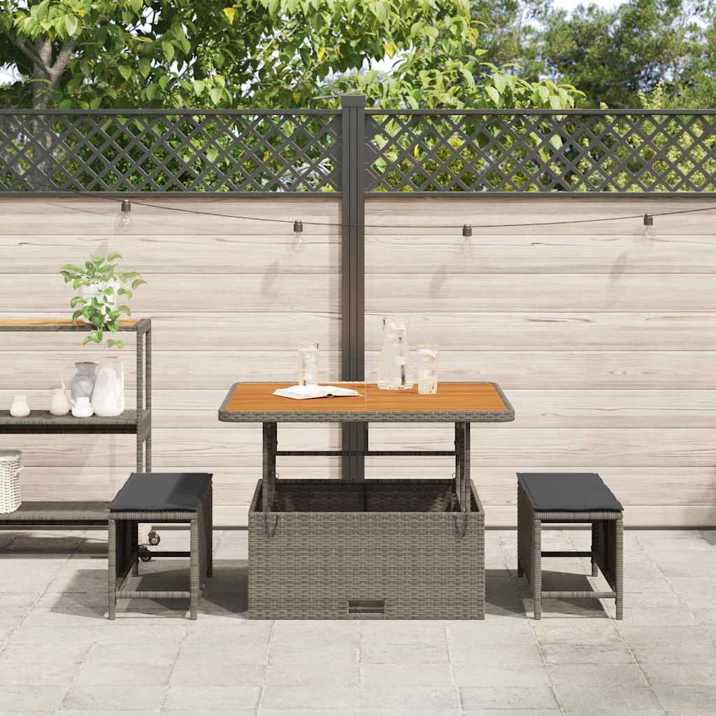 Garten Essgruppe Grau Poly-Rattan