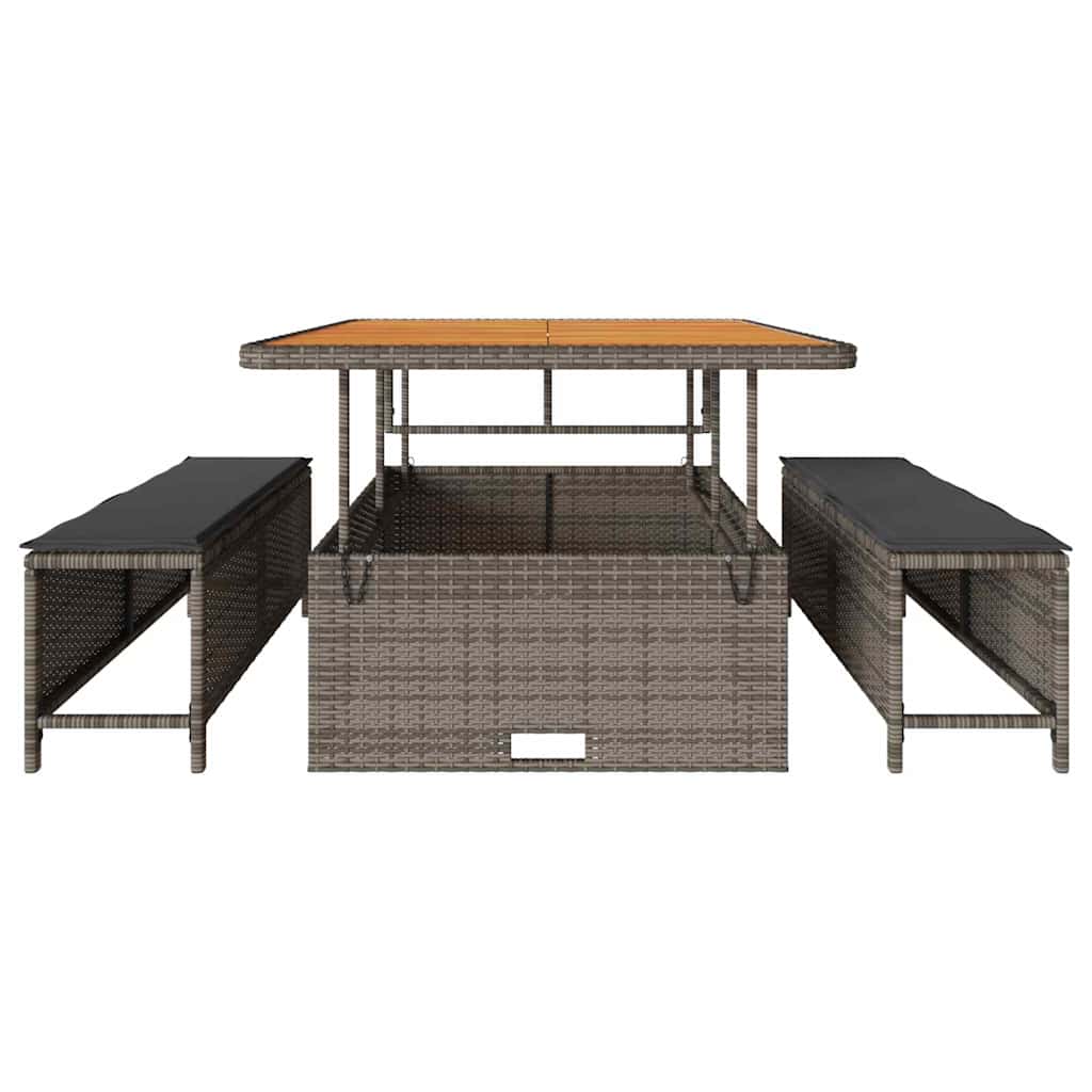 Garten Essgruppe Grau Poly-Rattan