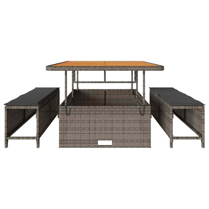 Garten Essgruppe Grau Poly-Rattan