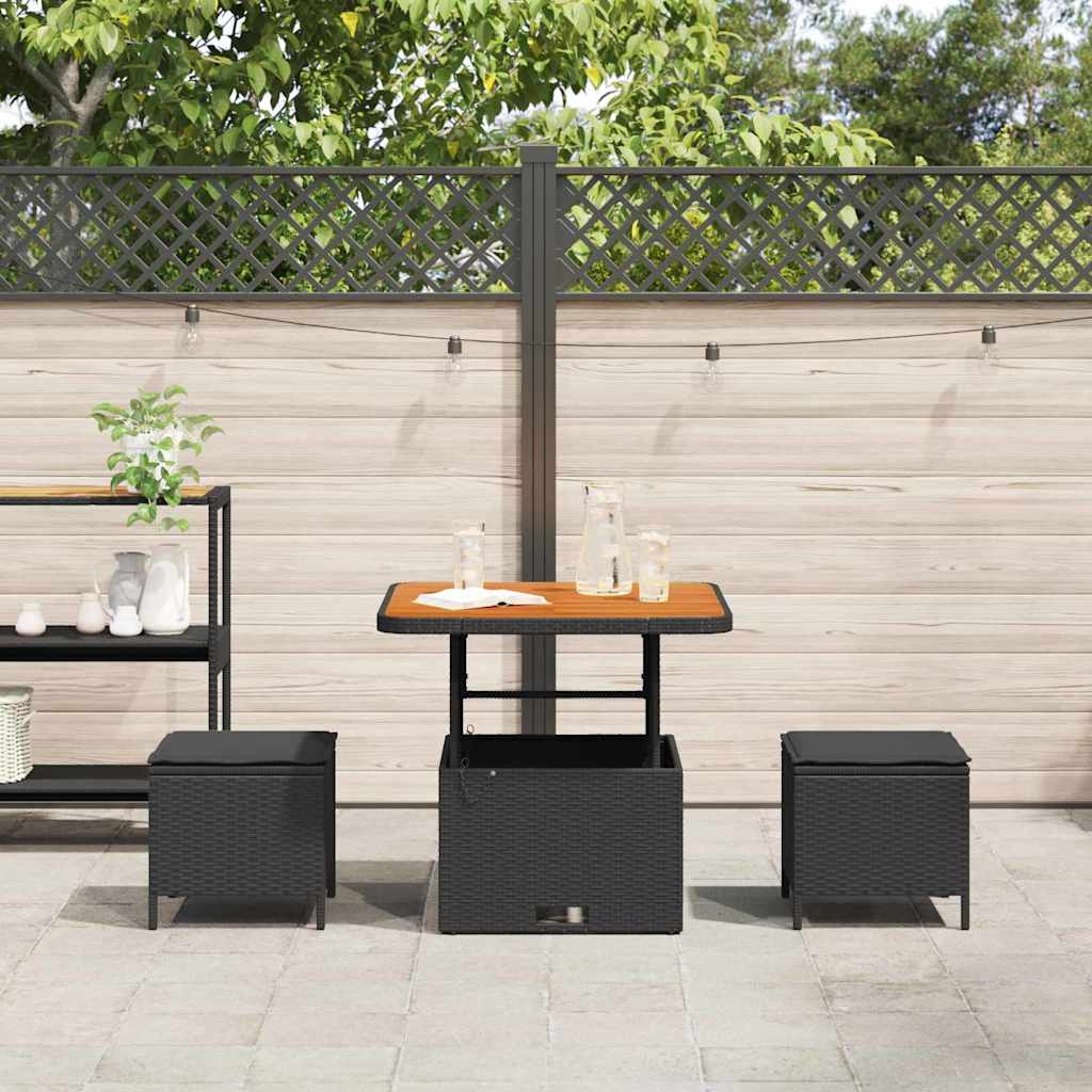 Garten Essgruppe Schwarz Poly-Rattan