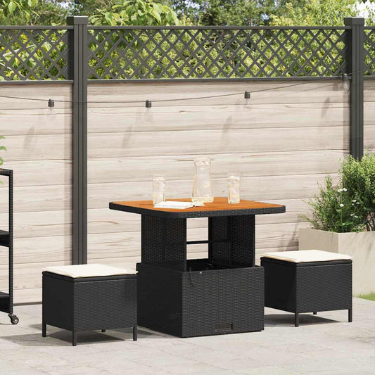 Garten Essgruppe Schwarz Poly-Rattan
