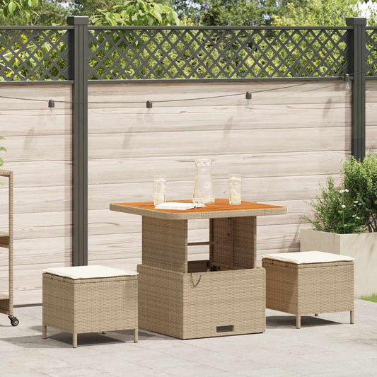 Garten Essgruppe Beige Poly-Rattan