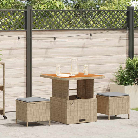Garten Essgruppe Beige Poly-Rattan