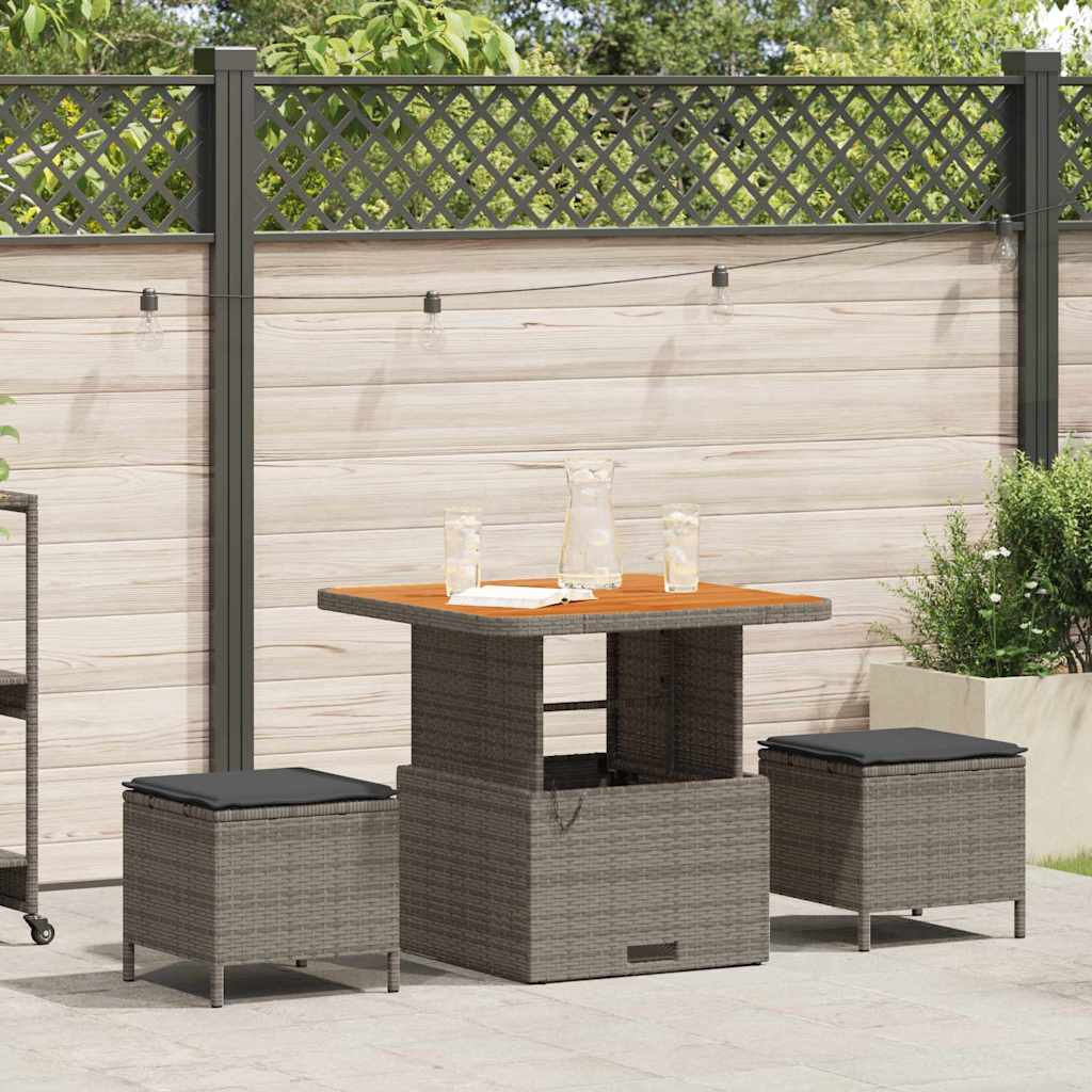 Garten Essgruppe Grau Poly-Rattan