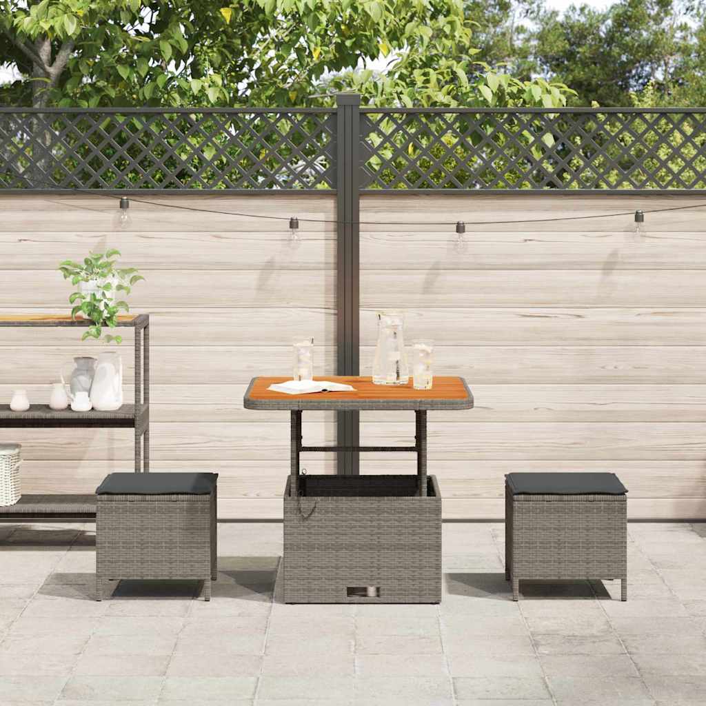 Garten Essgruppe Grau Poly-Rattan