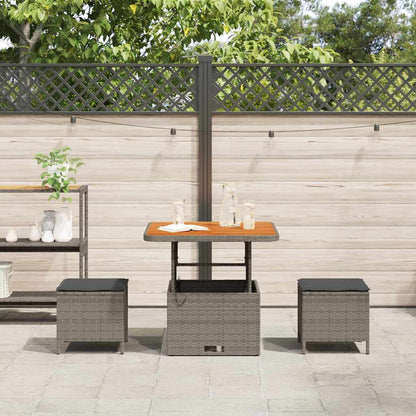 Garten Essgruppe Grau Poly-Rattan