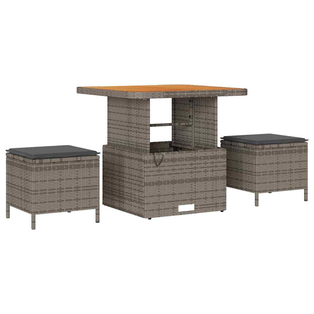 Garten Essgruppe Grau Poly-Rattan