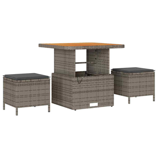 Garten Essgruppe Grau Poly-Rattan
