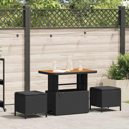 Garten Essgruppe Schwarz Poly-Rattan