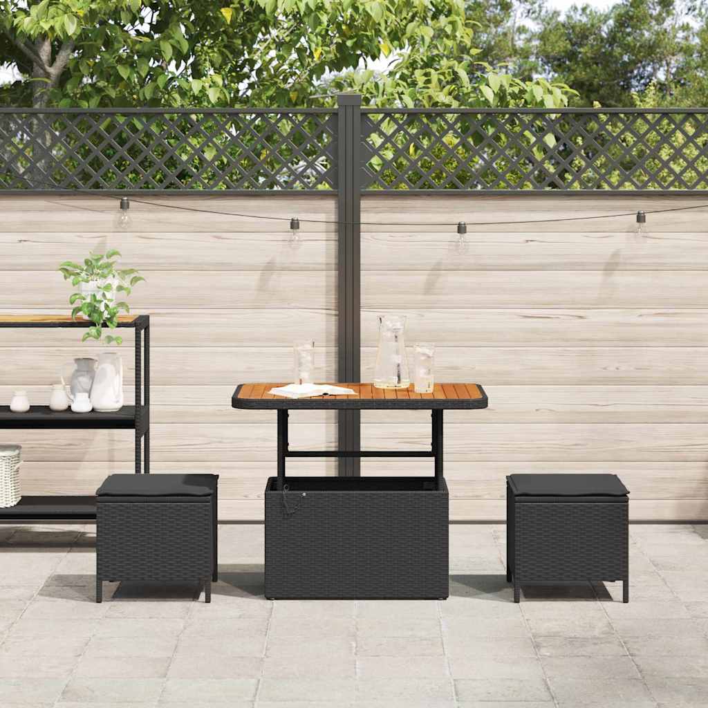 Garten Essgruppe Schwarz Poly-Rattan