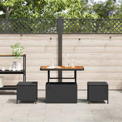Garten Essgruppe Schwarz Poly-Rattan