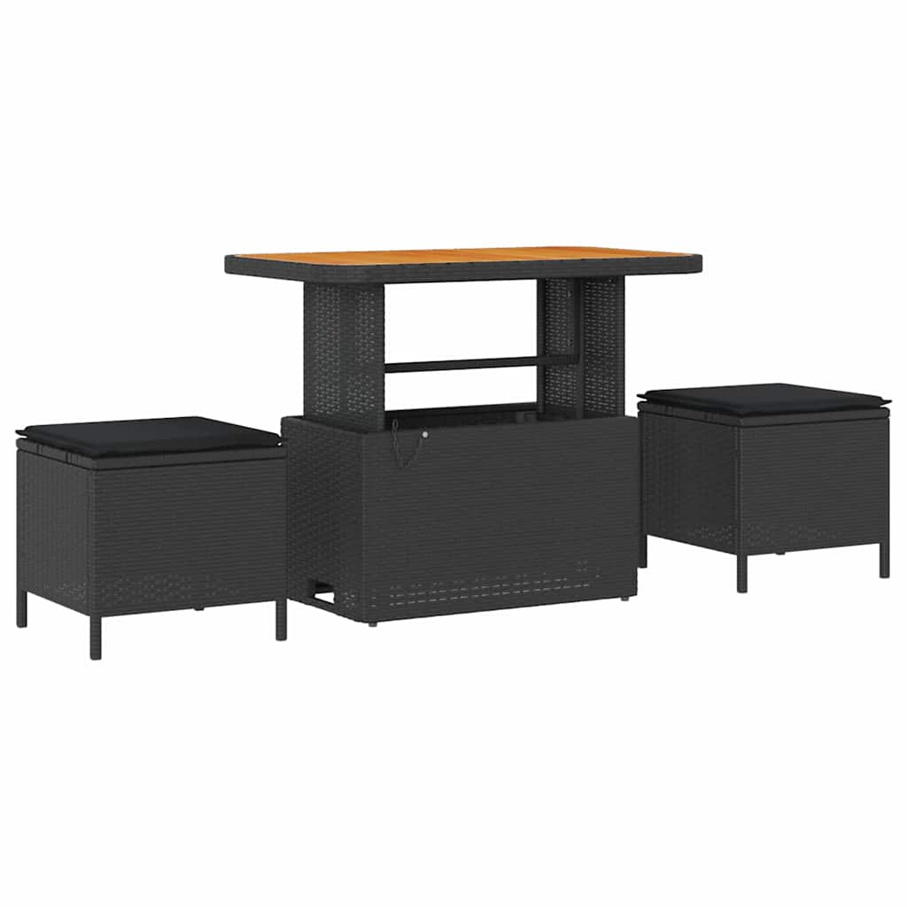 Garten Essgruppe Schwarz Poly-Rattan