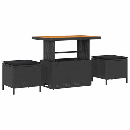 Garten Essgruppe Schwarz Poly-Rattan