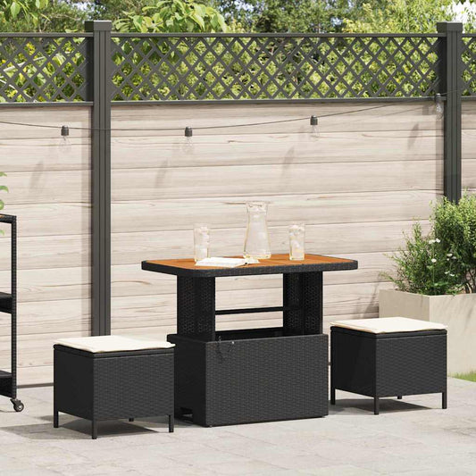Garten Essgruppe Schwarz Poly-Rattan