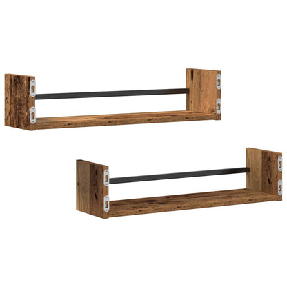 Wandregal mit Regal 2 pcs Altholz 60 x 16 x 14 cm Holzwerkstoff