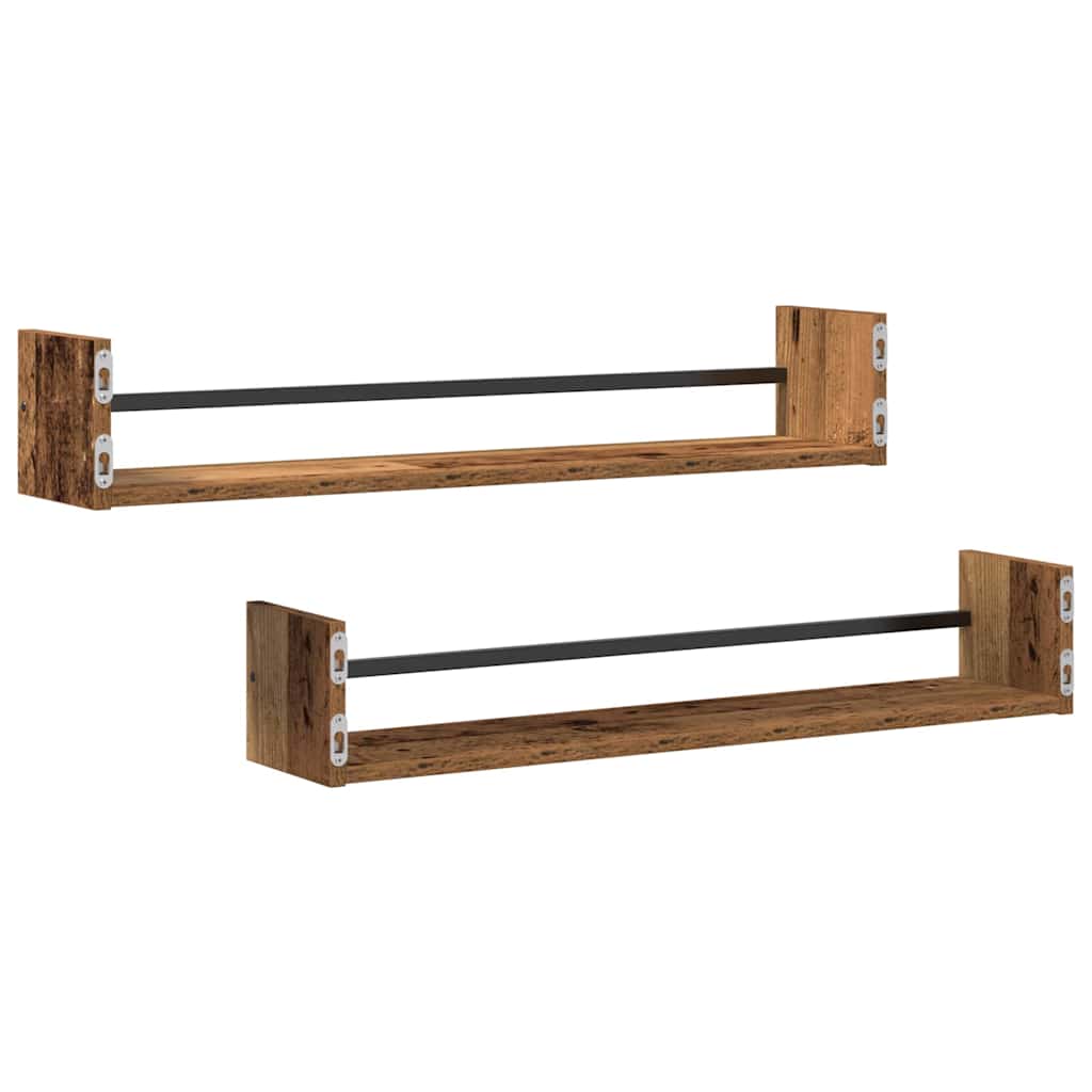Wandregal mit Regal 2 pcs Altholz 80 x 16 x 14 cm Holzwerkstoff