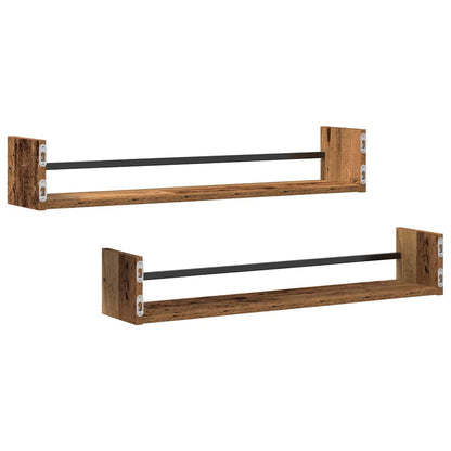 Wandregal mit Regal 2 pcs Altholz 80 x 16 x 14 cm Holzwerkstoff