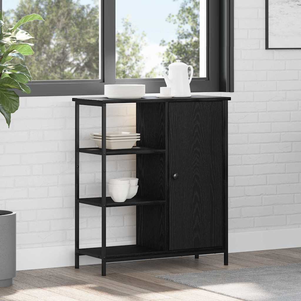 Sideboard Schwarz Eichen-Optik 70 x 30 x 80 cm Holzwerkstoff