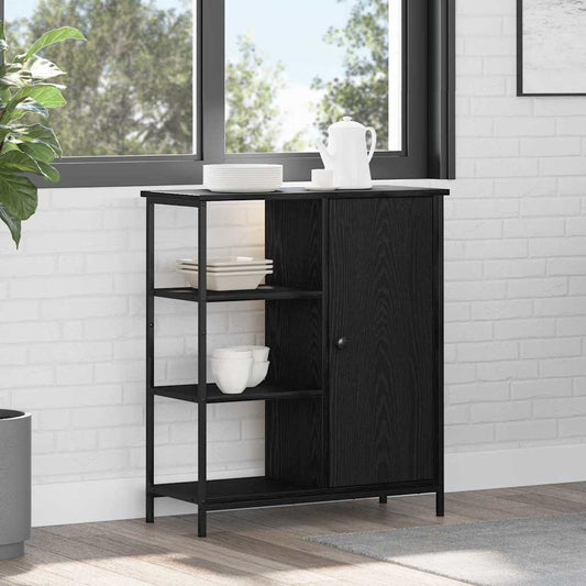 Sideboard Schwarz Eichen-Optik 70 x 30 x 80 cm Holzwerkstoff