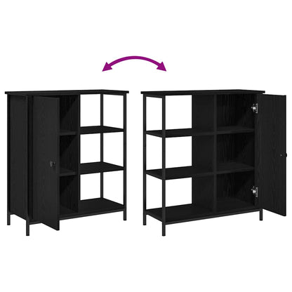 Sideboard Schwarz Eichen-Optik 70 x 30 x 80 cm Holzwerkstoff