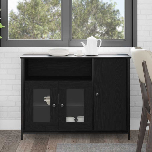 Sideboard Schwarz Eichen-Optik 100 x 35 x 75 cm Holzwerkstoff