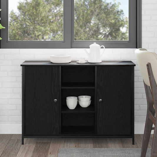 Sideboard Schwarz Eichen-Optik 100 x 35 x 70 cm Holzwerkstoff