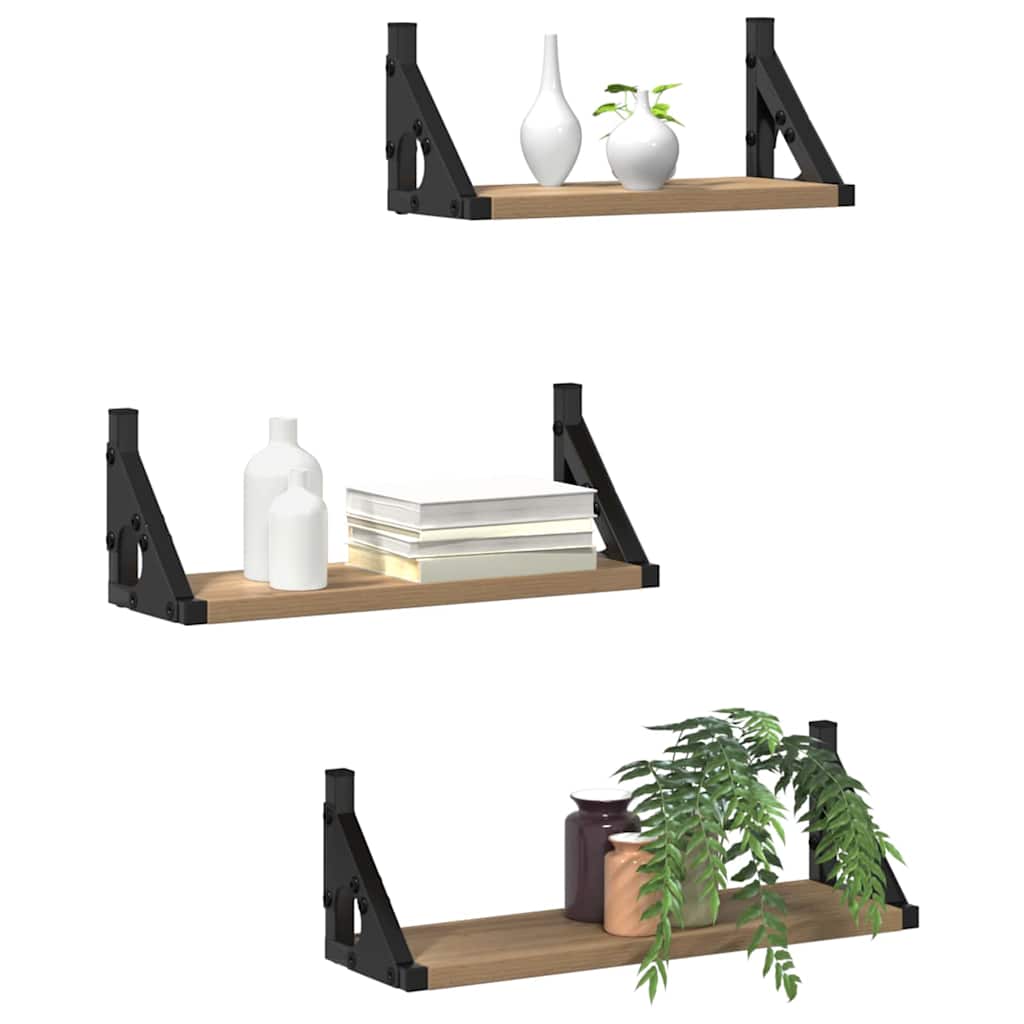 Wandregal-Set 3 pcs Artisan-Eiche 37 x 12 x 13 cm Holzwerkstoff
