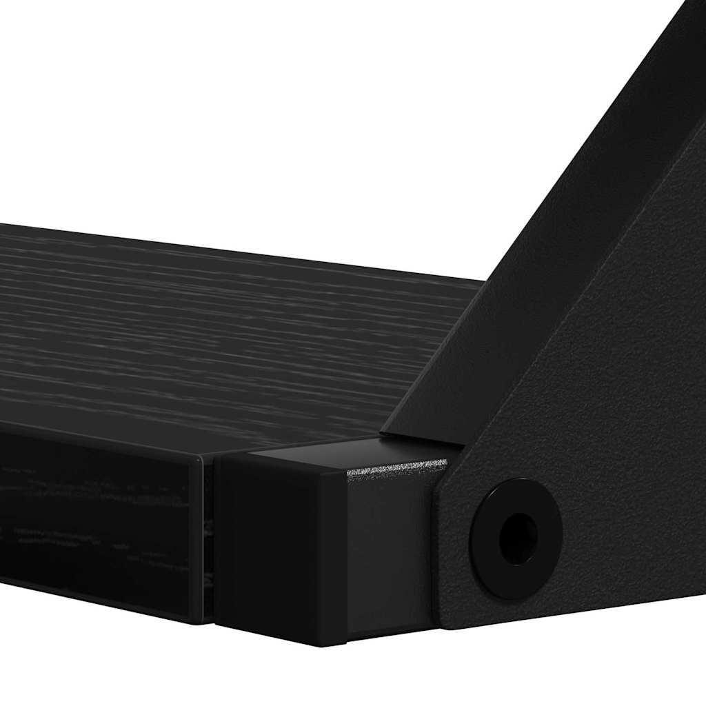 Wandregal-Set 3 pcs Schwarz Eichen-Optik 37 x 12 x 13 cm