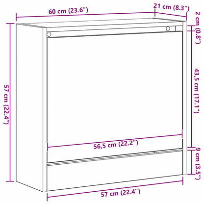 Schuhschrank mit Speicher Altholz 60 x 21 x 57 cm Holzwerkstoff